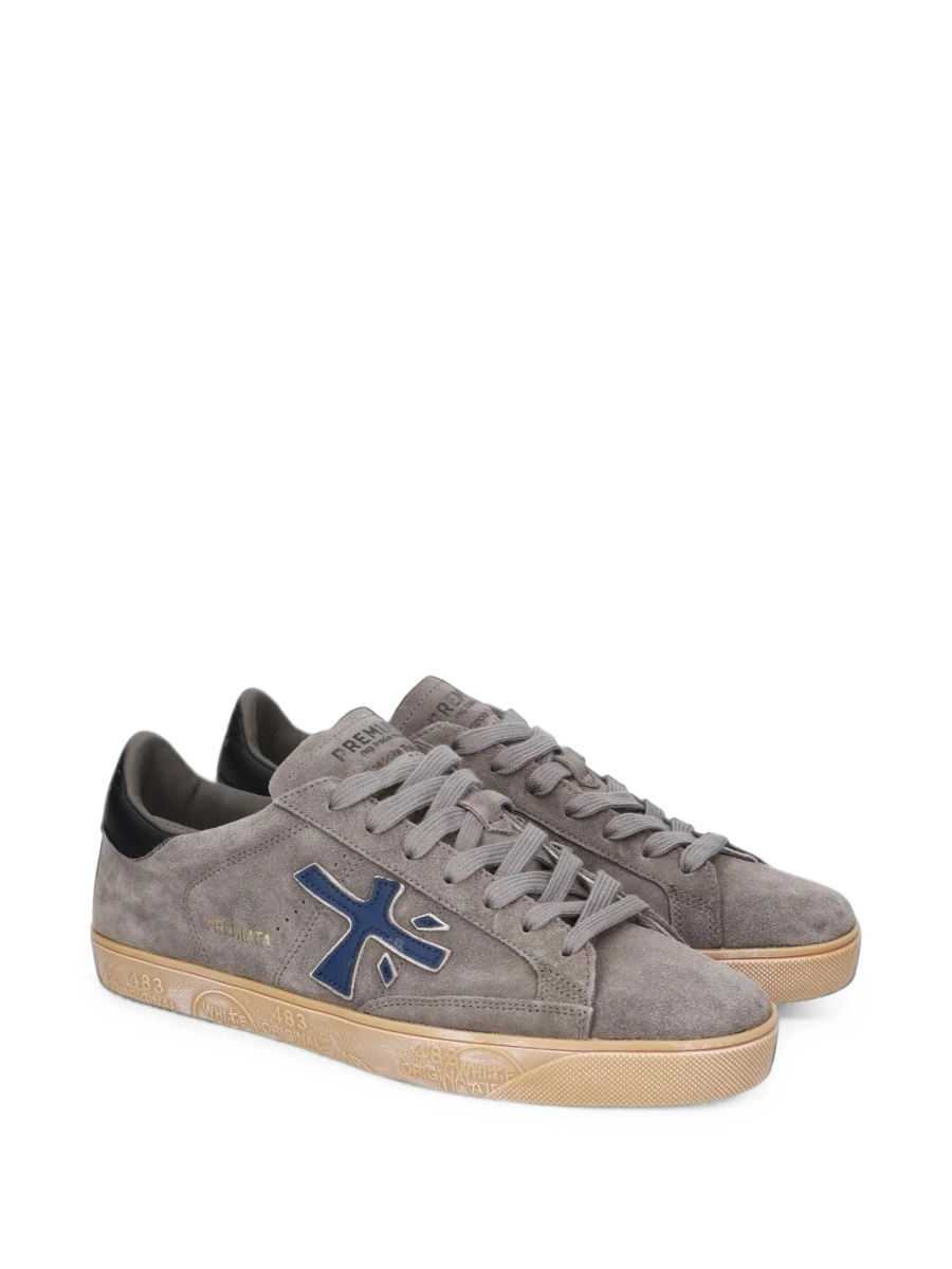 Sneakers Premiata gri din poliuretan si piele intoarsa - Img 2