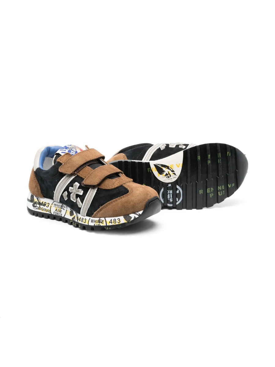 Sneakers Premiata negri din material textil si piele intoarsa - Img 2