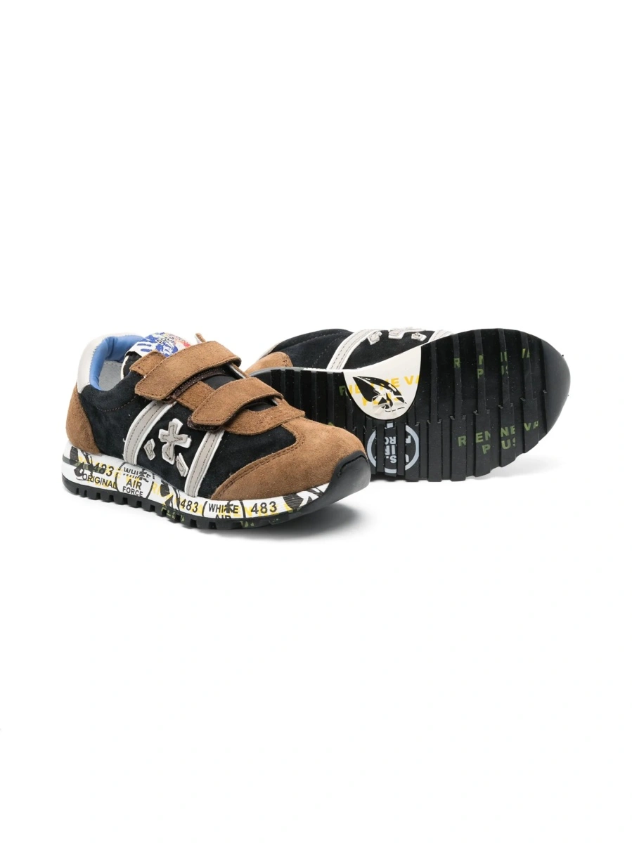 Sneakers Premiata negri din material textil si piele intoarsa - Img 2