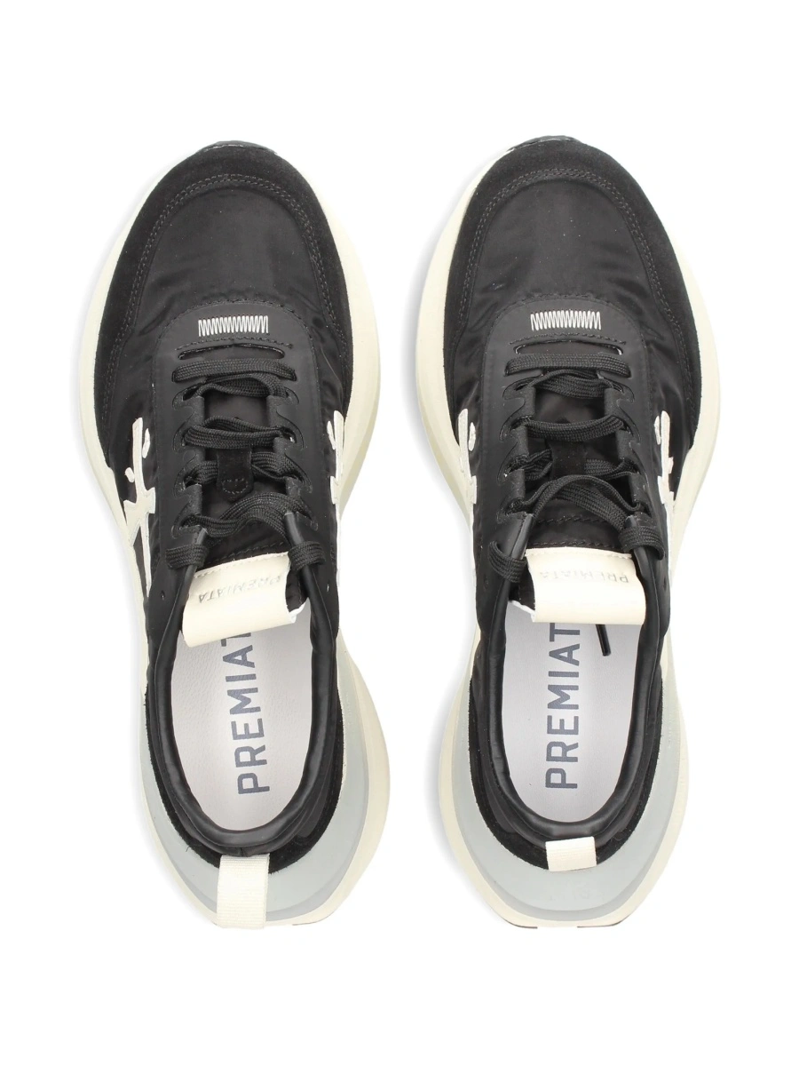 Sneakers Premiata negri din polyester si piele - Img 3