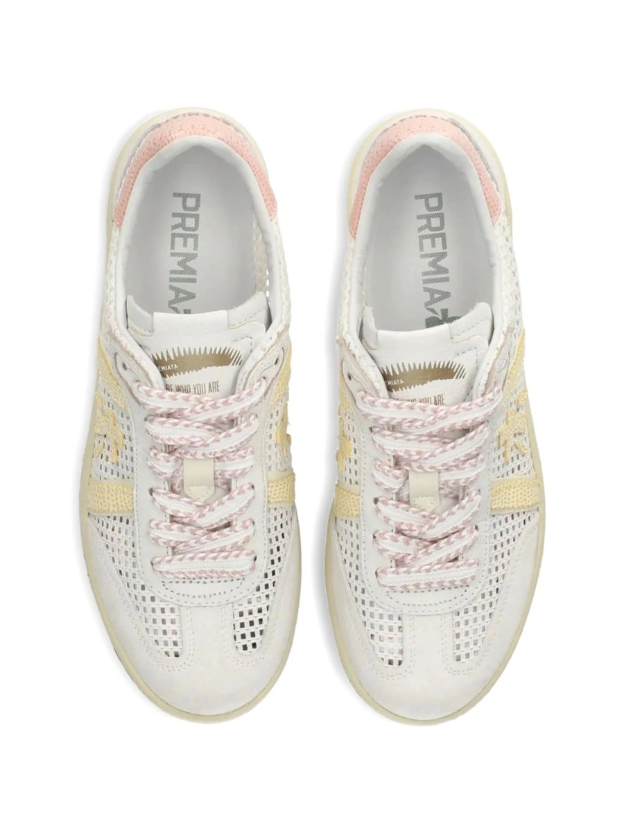 Sneakers Premiata neutri din poliuretan si piele - Img 3