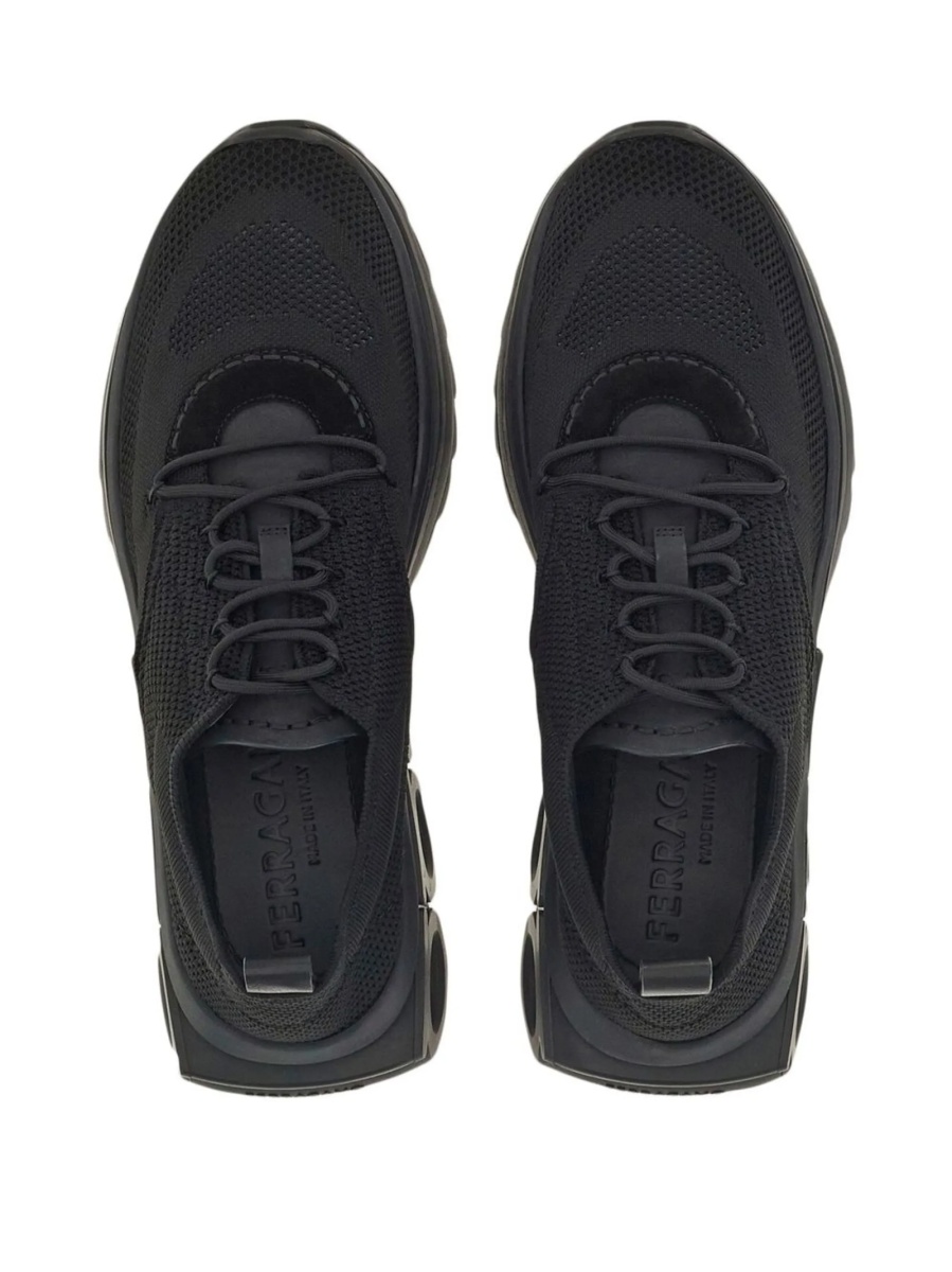 Sneakers Salvatore Ferragamo gancini negri din material textil si piele - Img 4