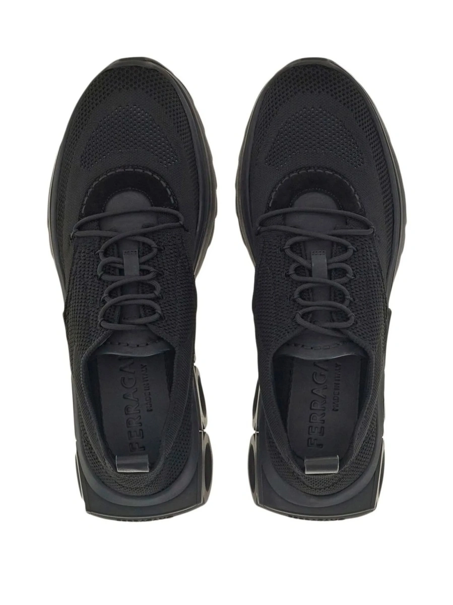 Sneakers Salvatore Ferragamo gancini negri din material textil si piele - Img 4