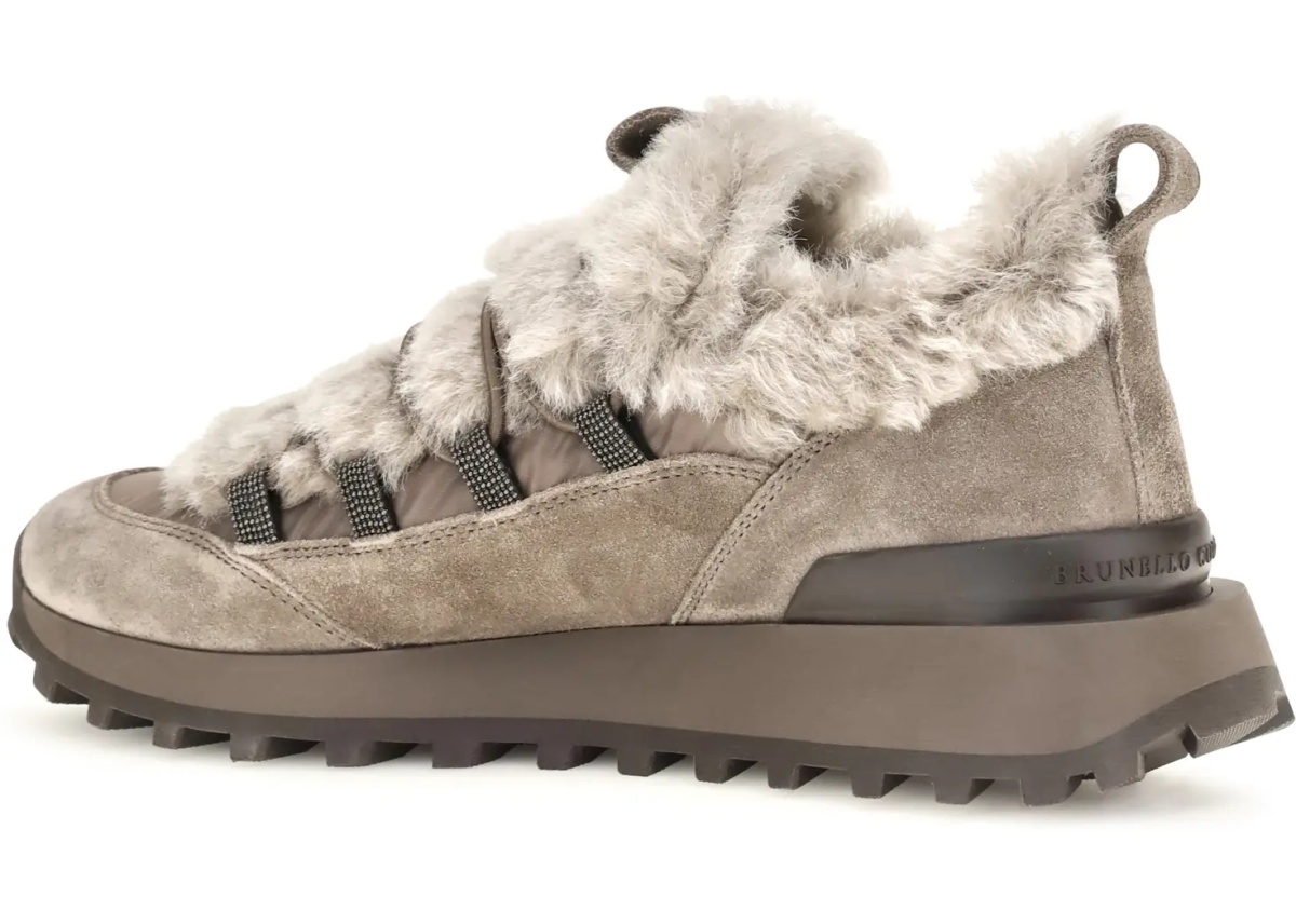 Sneakers Suede and tech cotton Sneakers with shearling lining and monili detail - Img 3