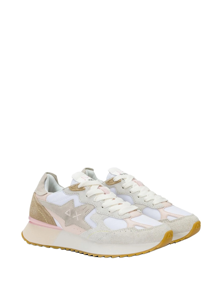 Sneakers Sun68 albi din piele intoarsa si nylon - Img 2