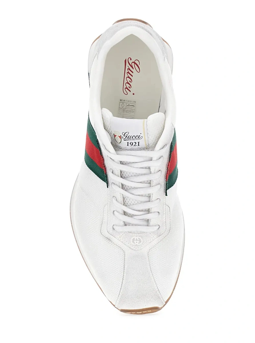 Sneakers 'Tempo' White Sneakers with raised toe and lateral Web Stripe band in leather and fabric Men - Img 4