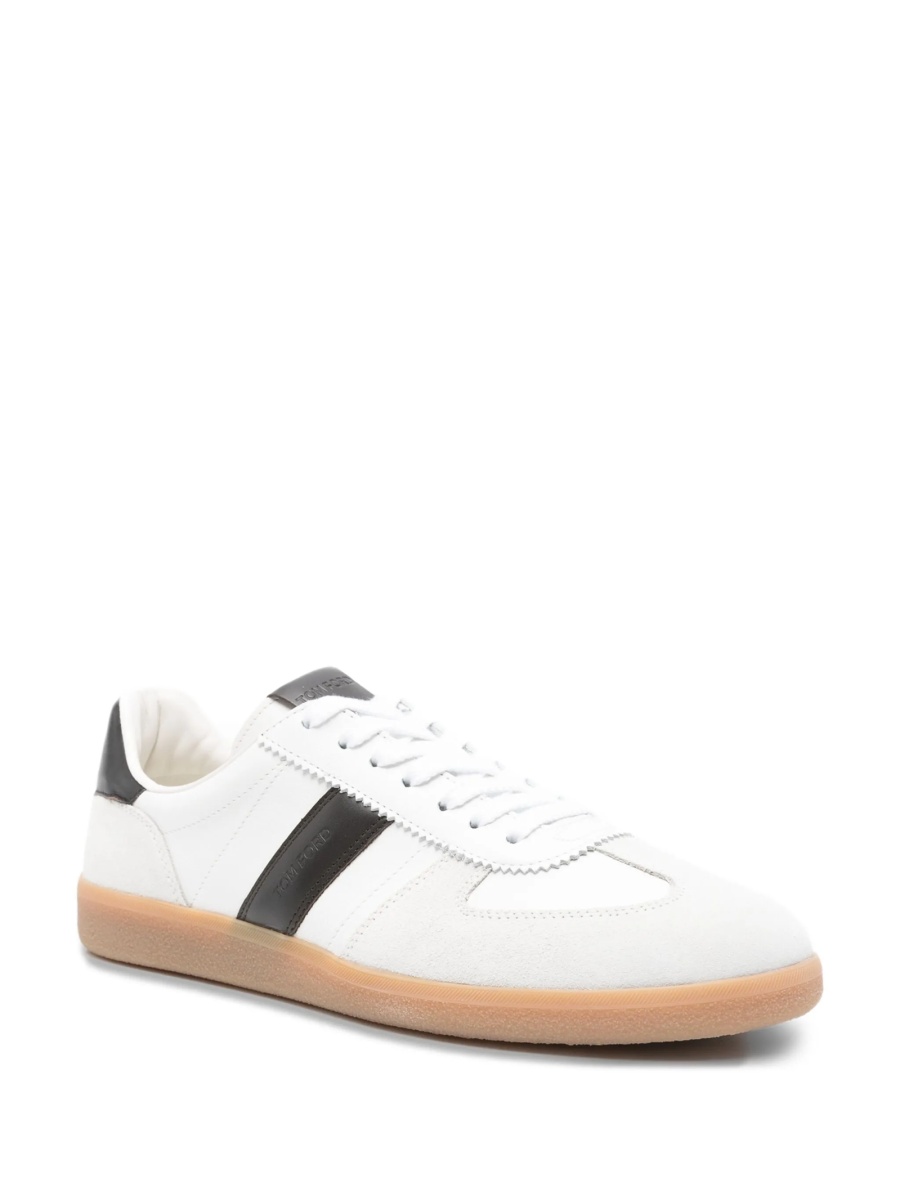Sneakers Tom Ford albi din bos taurus si piele intoarsa - Img 2