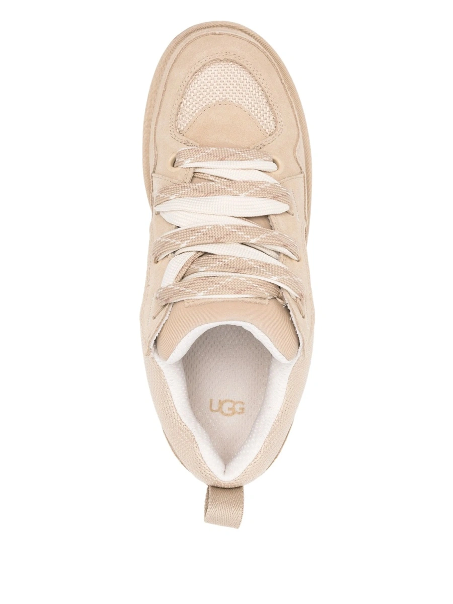 Sneakers UGG neutri din piele intoarsa si material textil - Img 4