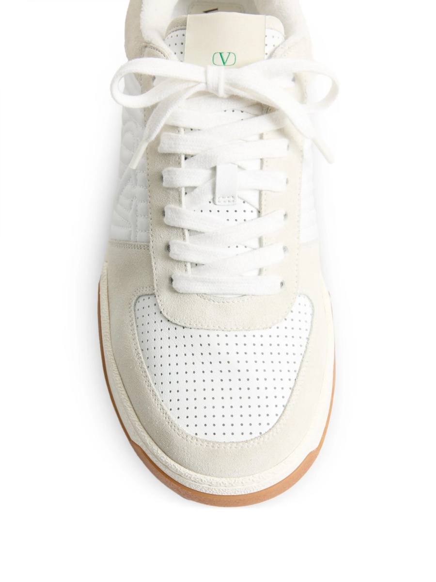 Sneakers Valentino Garavani albi din piele intoarsa si bos taurus - Img 4