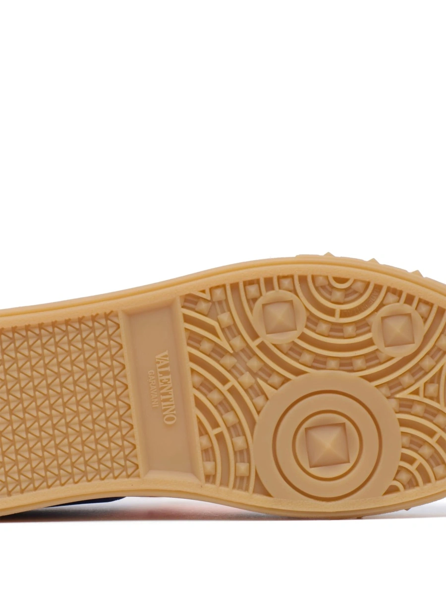 Sneakers Valentino Garavani Rockstud albastri din piele si piele intoarsa - Img 5