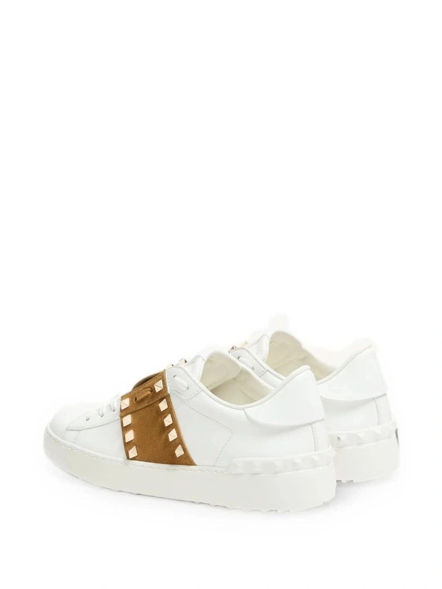 Sneakers Valentino Garavani 'Rockstud' albi din piele si piele intoarsa - Img 7