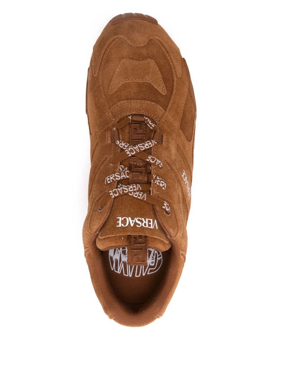 Sneakers Versace maro din piele si material textil - Img 4