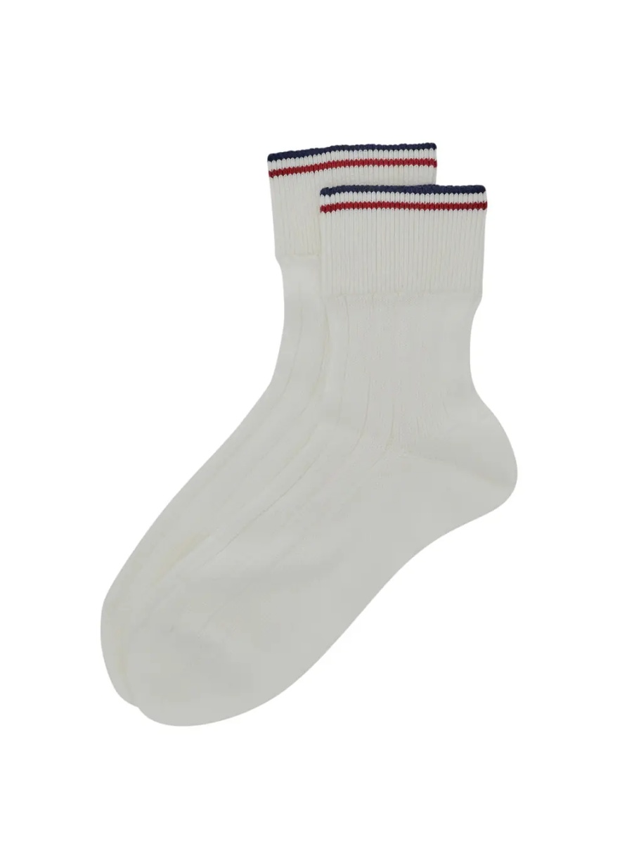 Sosete White Socks with Striped Detail and Ribbed Knit in Cotton for Women - Img 2