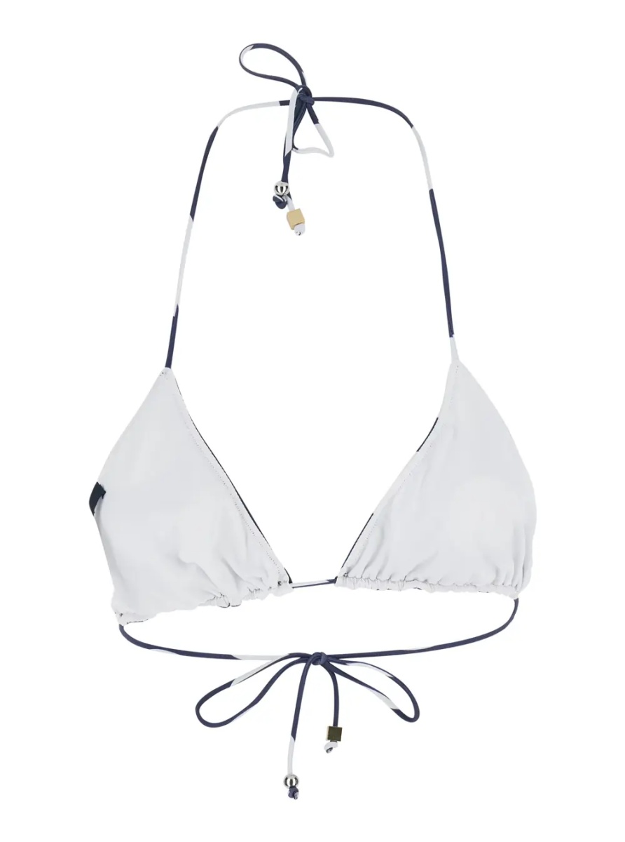 Sutiene 'Le Haut de Plage Triangle' Blue Bikini Top with Drawstring Closure and Polka Dot Motif in Tech Fabric for Women - Img 2