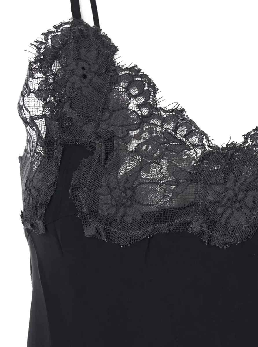 Topuri Black V-neck top with spaghetti straps in satin fabric for women - Img 3