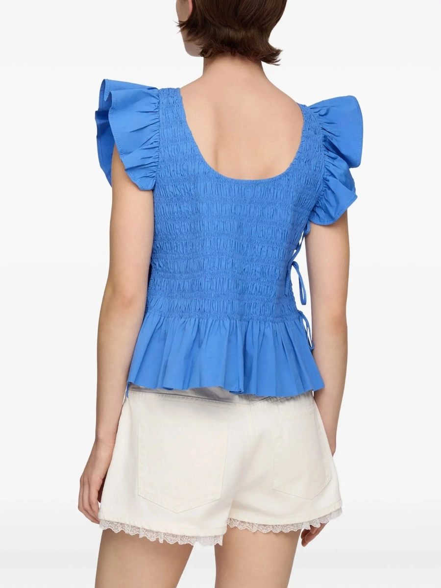 Topuri Ruched cotton Top with side bows - Img 5