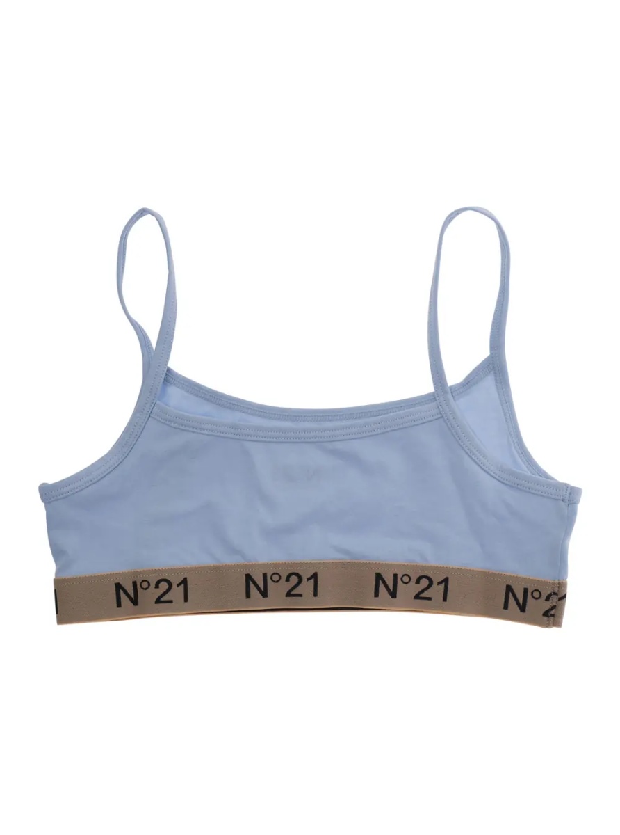 Topuri Set of Two Tops with Thin Straps and Logo Lettering in Stretch Cotton Multicolor for Girls - Img 2