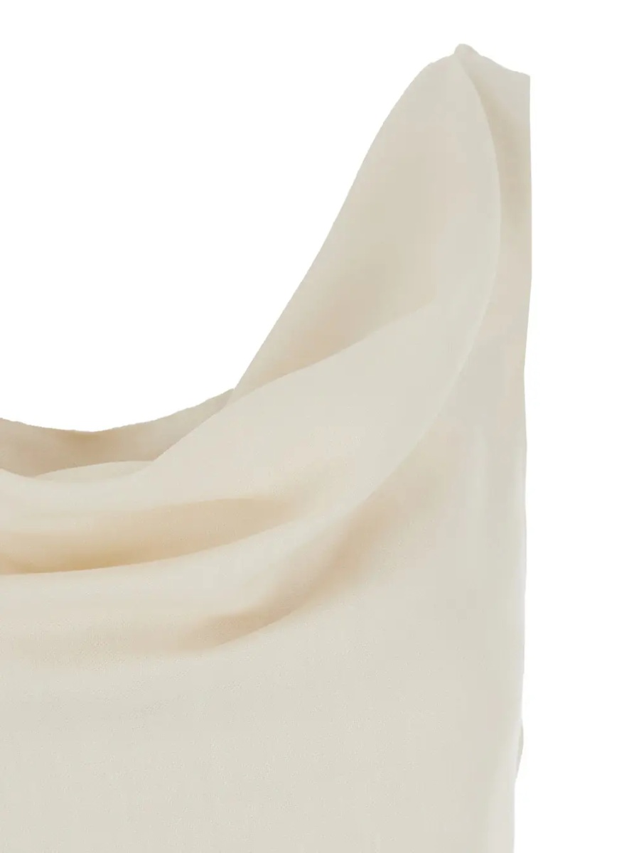 Topuri White Top with Draped Neckline in Viscose Blend for Women - Img 3