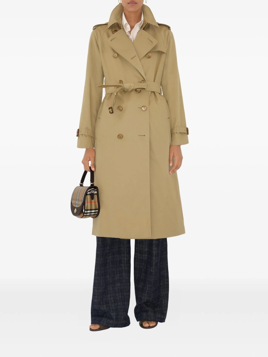 Trenci Burberry maro din bumbac si piele - Img 2