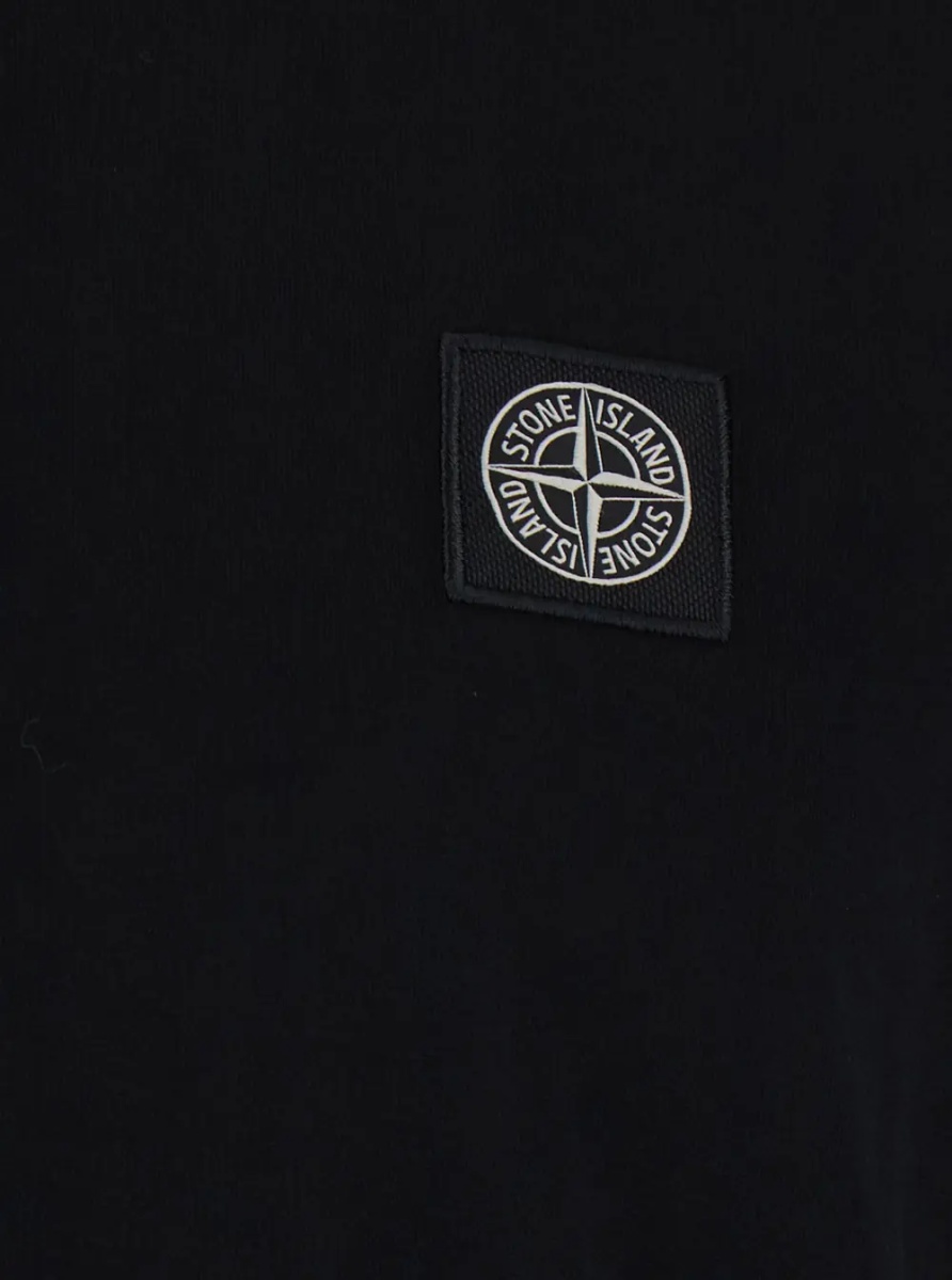 Tricou black Crew neck T-shirt with logo patch on the front in cotton for men - Img 3