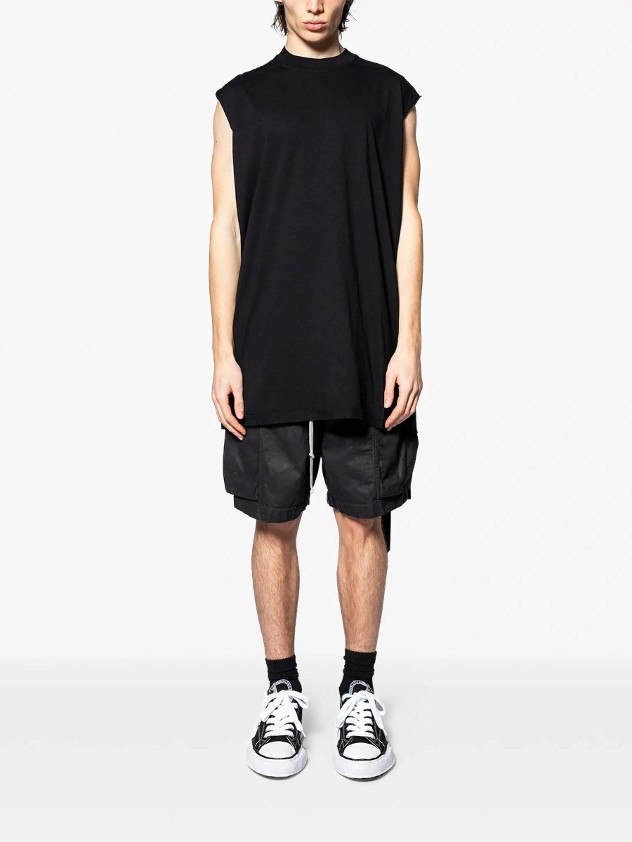 Tricou Black Crew Neck T-shirt with Raised Collar in Tech Fabric for Men - Img 4