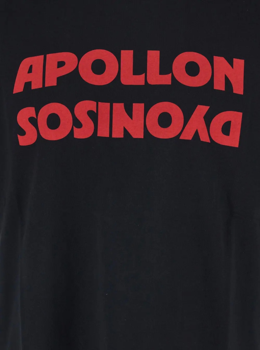 Tricou Black Crewneck T-Shirt with Print on the Front in Cotton Man - Img 3