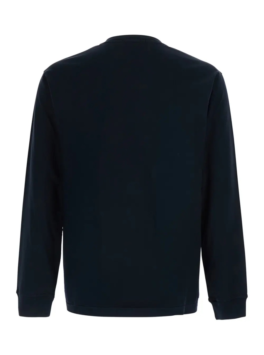 Tricou blue Crew neck t-shirt with logo patch on the front in cotton for men - Img 2