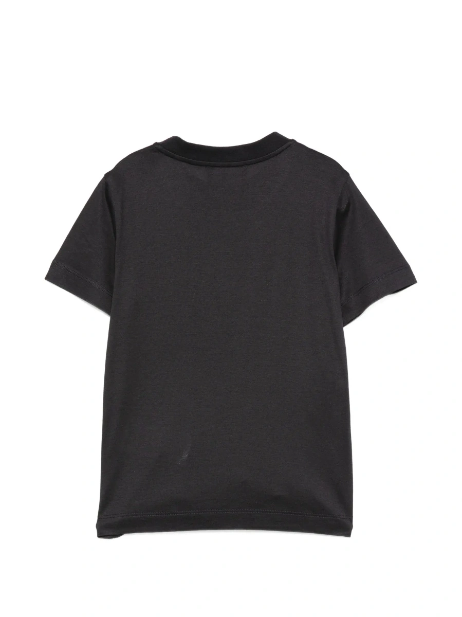 Tricou Blue T-Shirt with Round Neck and Logo Embroidery on the Front in Blend Cotton Boy - Img 4