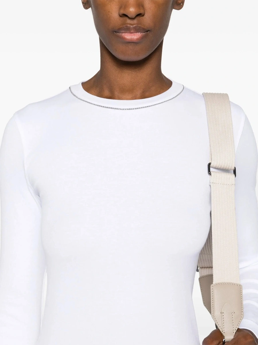 Tricou Brunello Cucinelli alb din bumbac - Img 7