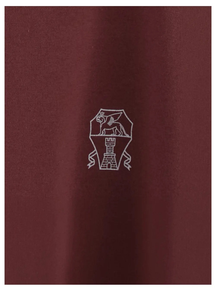 Tricou burgundy T-shirt with printed logo on the chest in cotton for men - Img 3