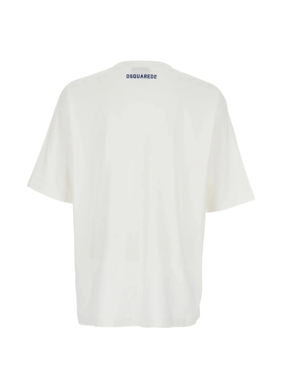 Tricou DSQUARED2 alb din bumbac - Img 4