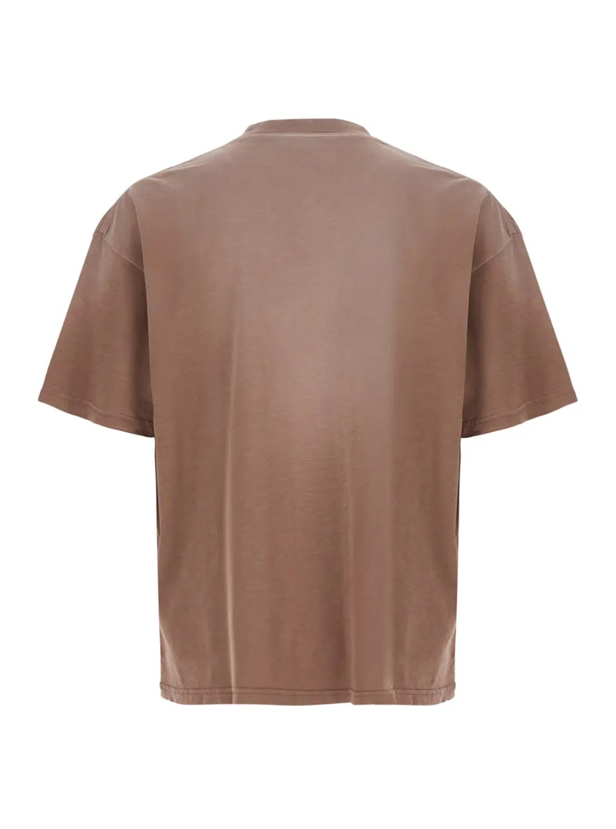 Tricou faded beige Crew neck T-shirt with maxi print on the front in cotton for men - Img 2