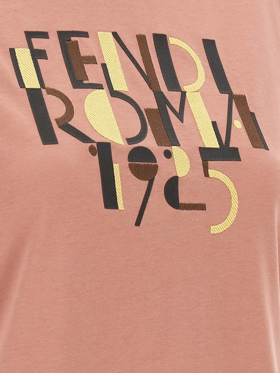 Tricou Fendi roz din bumbac - Img 5