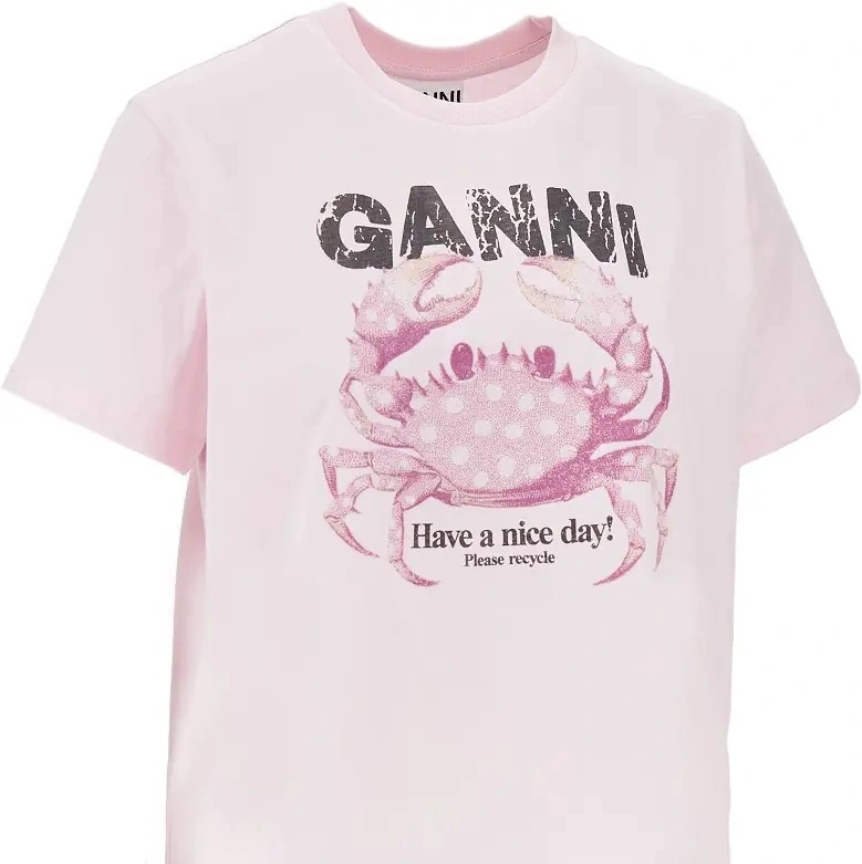 Tricou Ganni roz din jerse 'Crab' - Img 2