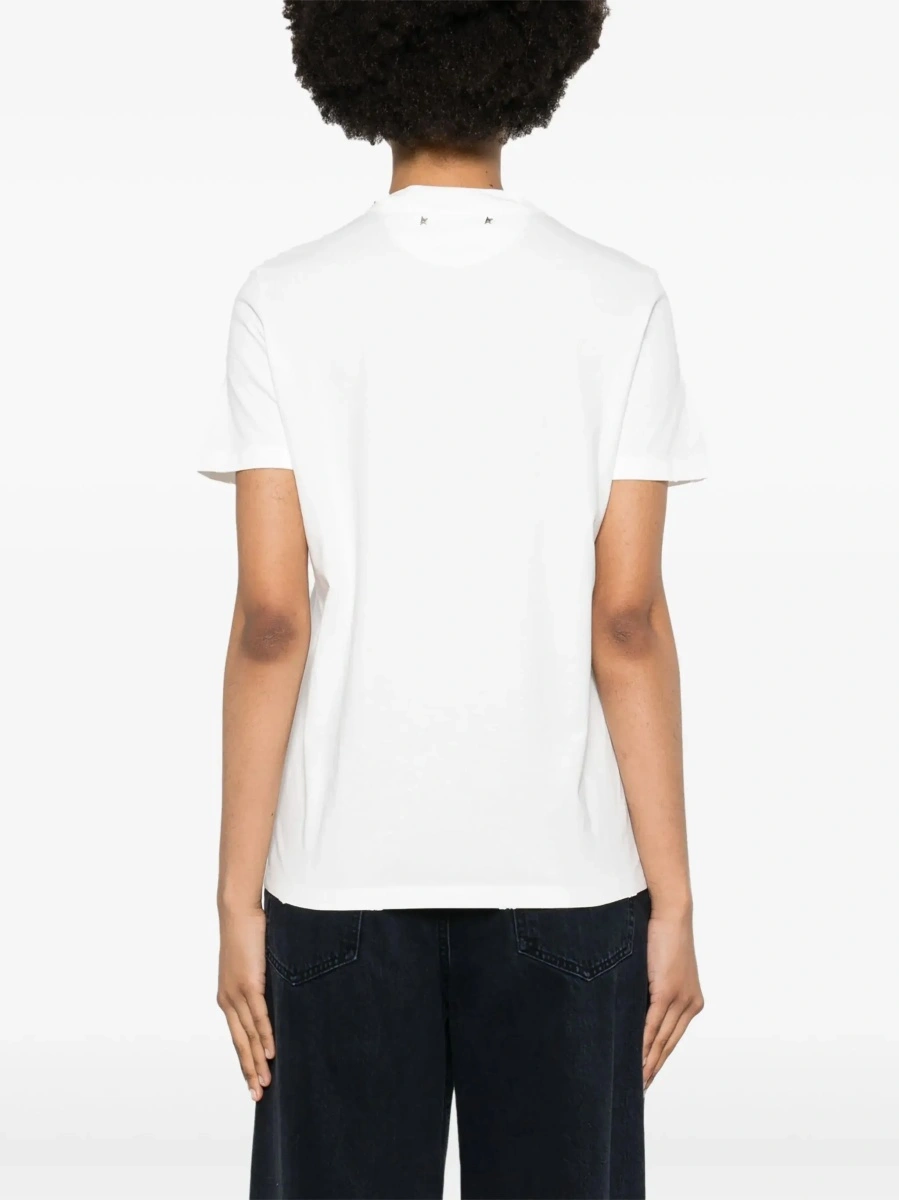 Tricou Golden Goose alb din bumbac - Img 6