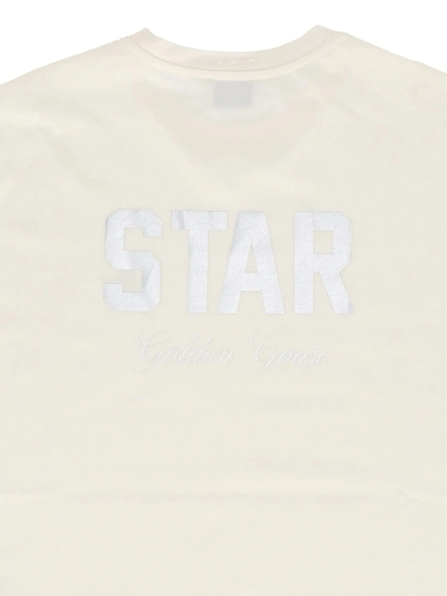 Tricou GOLDEN GOOSE KIDS bej din bumbac - Img 5
