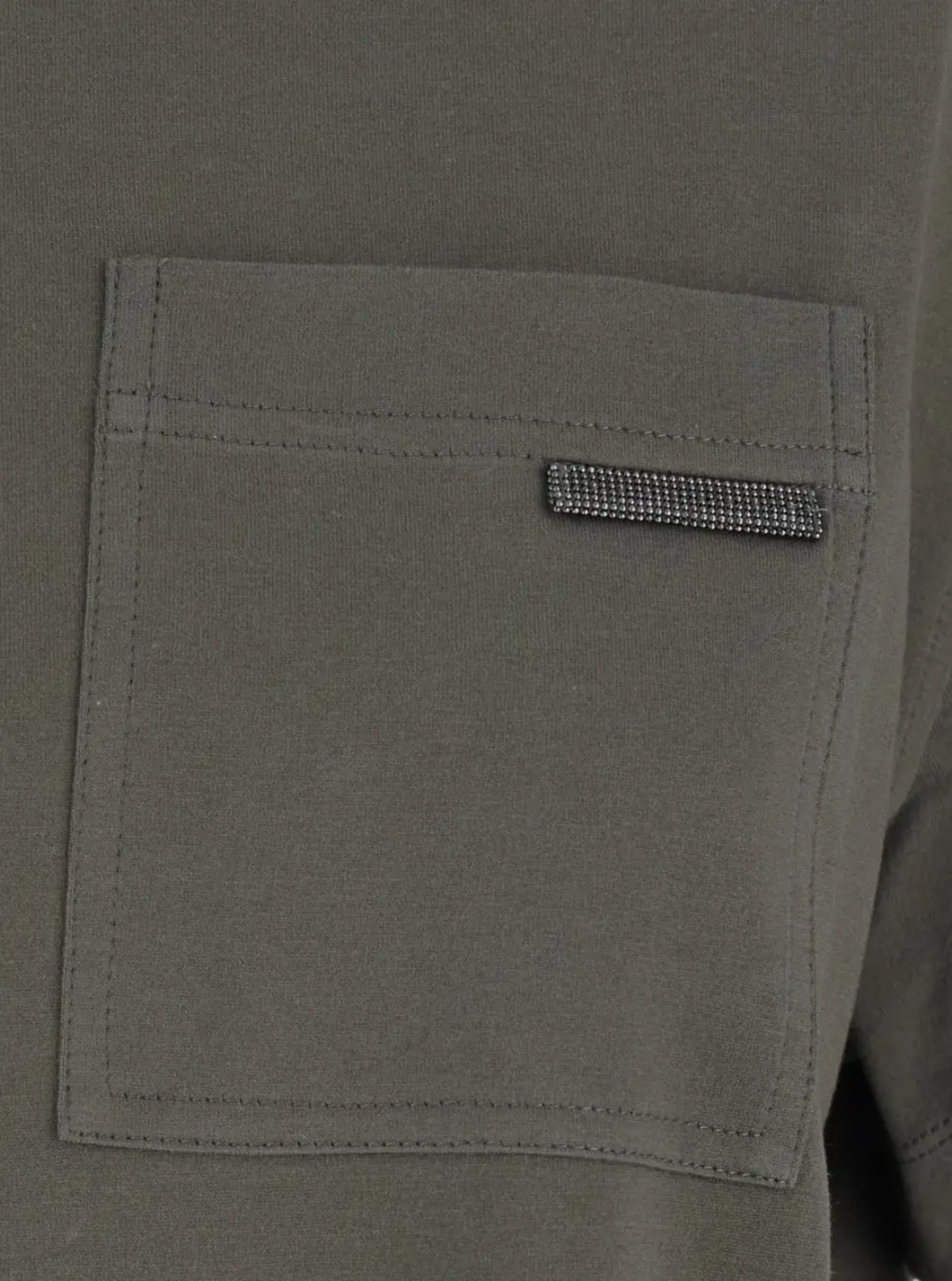 Tricou green T-SHIRT with Monile detail applied on the front in cotton for women - Img 3