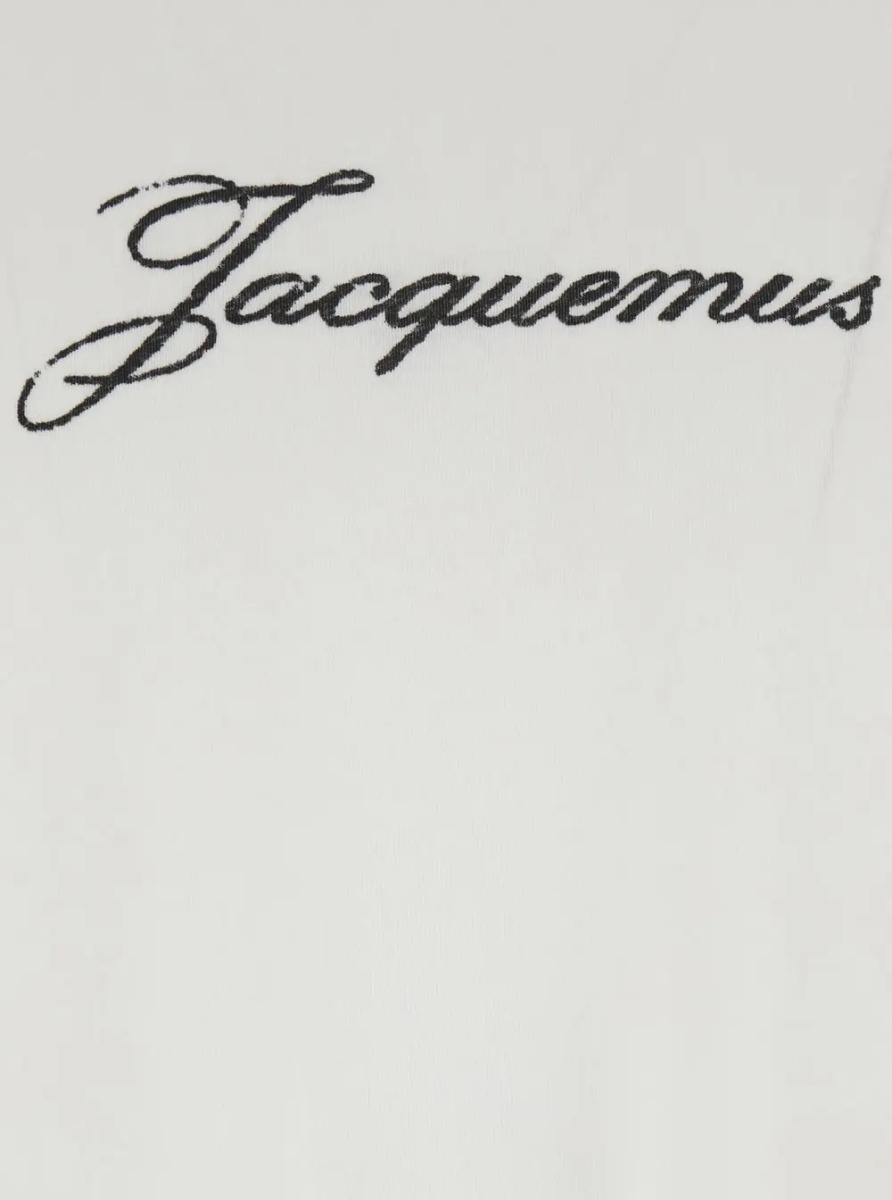 Tricou 'Le T-Shirt Jacquemus' White Crew Neck T-Shirt with Logo Lettering on the Front in Cotton Blend for Men - Img 3