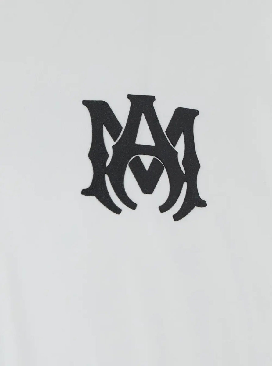 Tricou Oversized T-Shirt with Contrast Logo Print in White Cotton for Men - Img 2