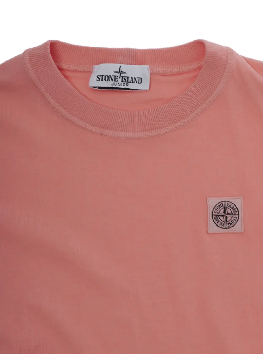 Tricou Pink Crewneck T-Shirt with Logo Patch on the Front in Cotton Boy - Img 3