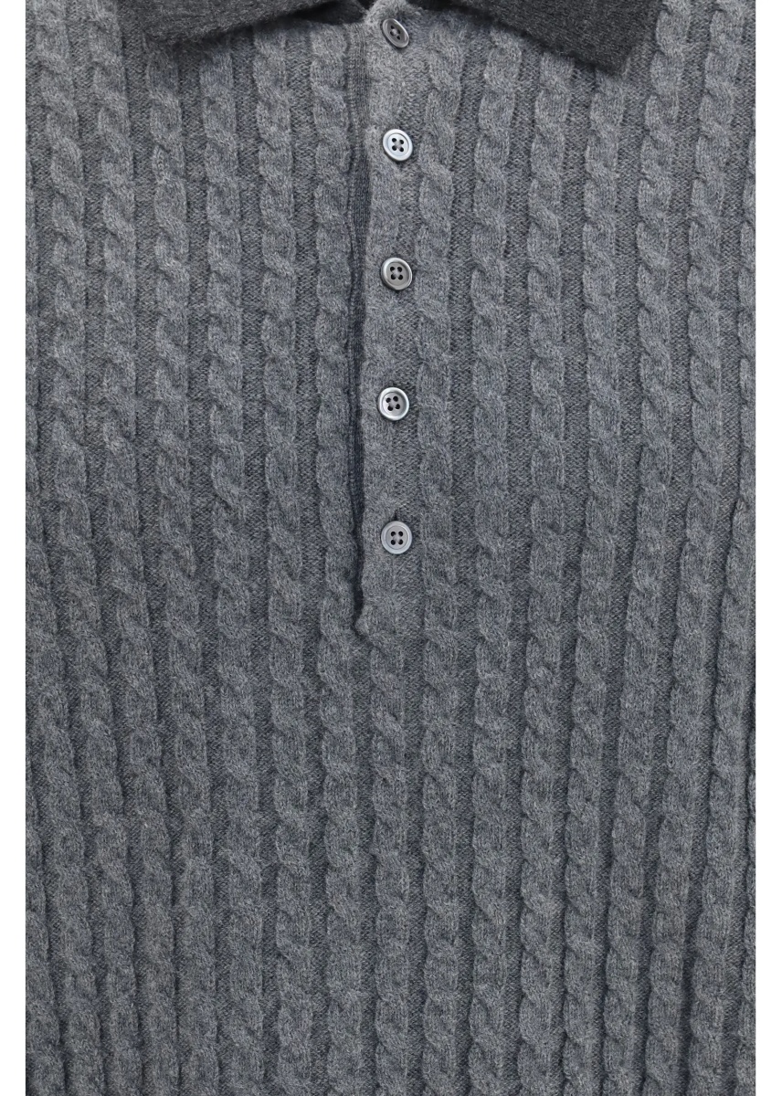 Tricou Polo 4-Bar cable-knit long-sleeve Polo Sweater - Img 3