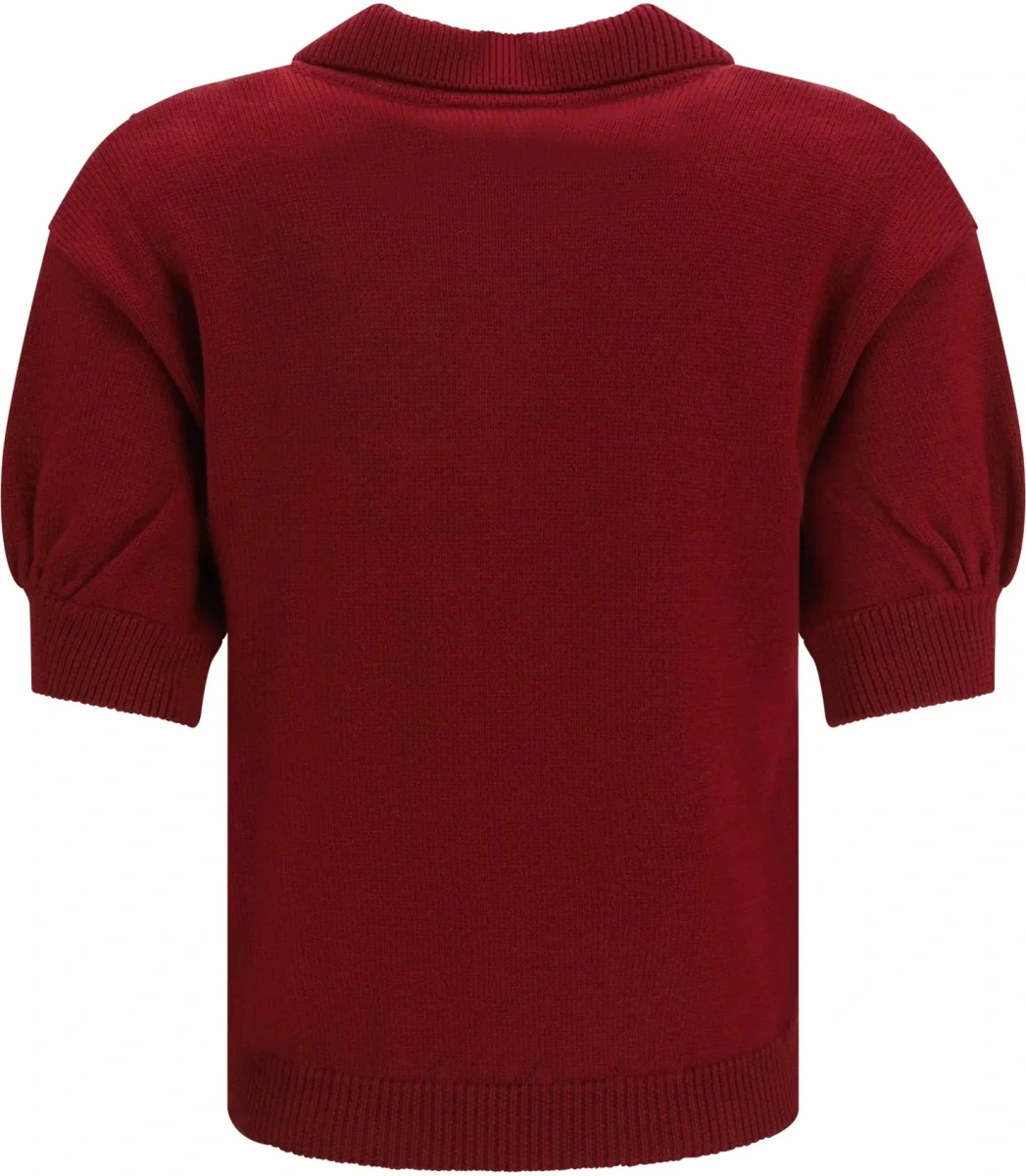 Tricou polo Alessandra Rich mov din lana merino - Img 2
