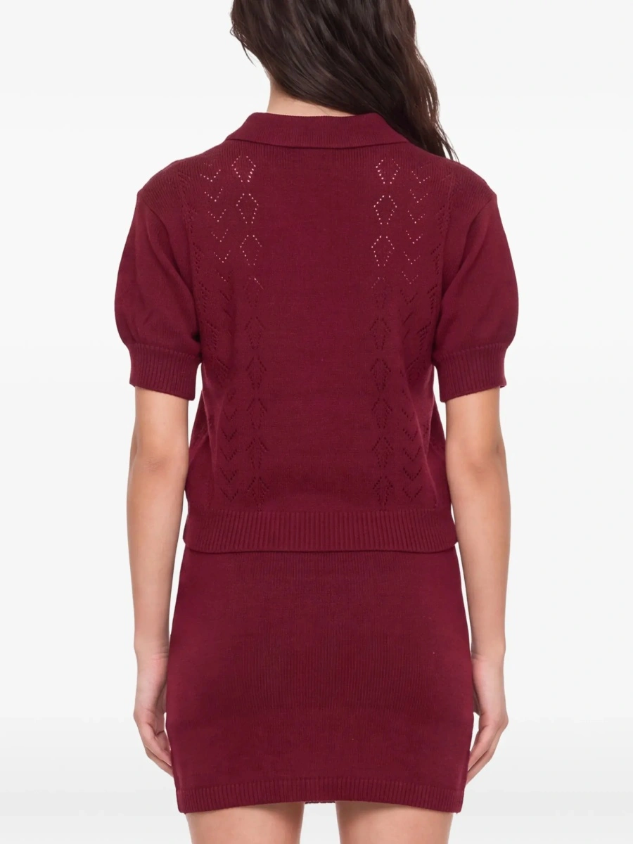 Tricou polo Alessandra Rich mov din lana merino - Img 6