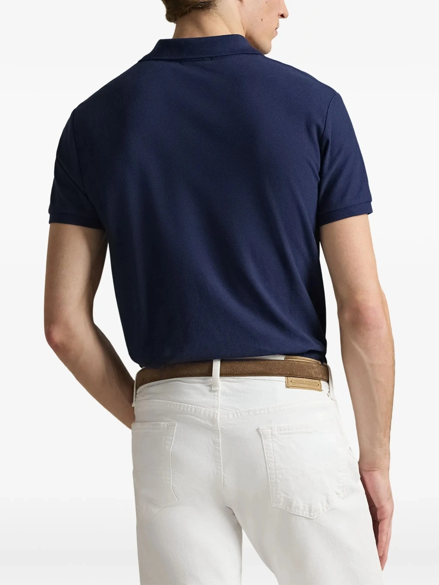 Tricou Polo Blue Polo Shirt with Classic Collar and Pony Embroidery on the Front in Cotton for Men - Img 6