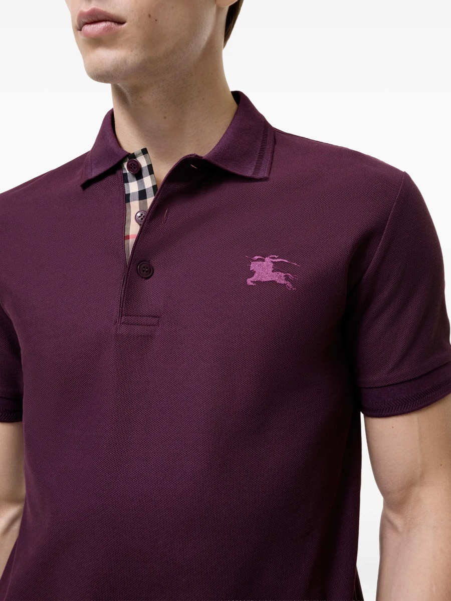 Tricou Polo Burberry violet din bumbac - Img 3