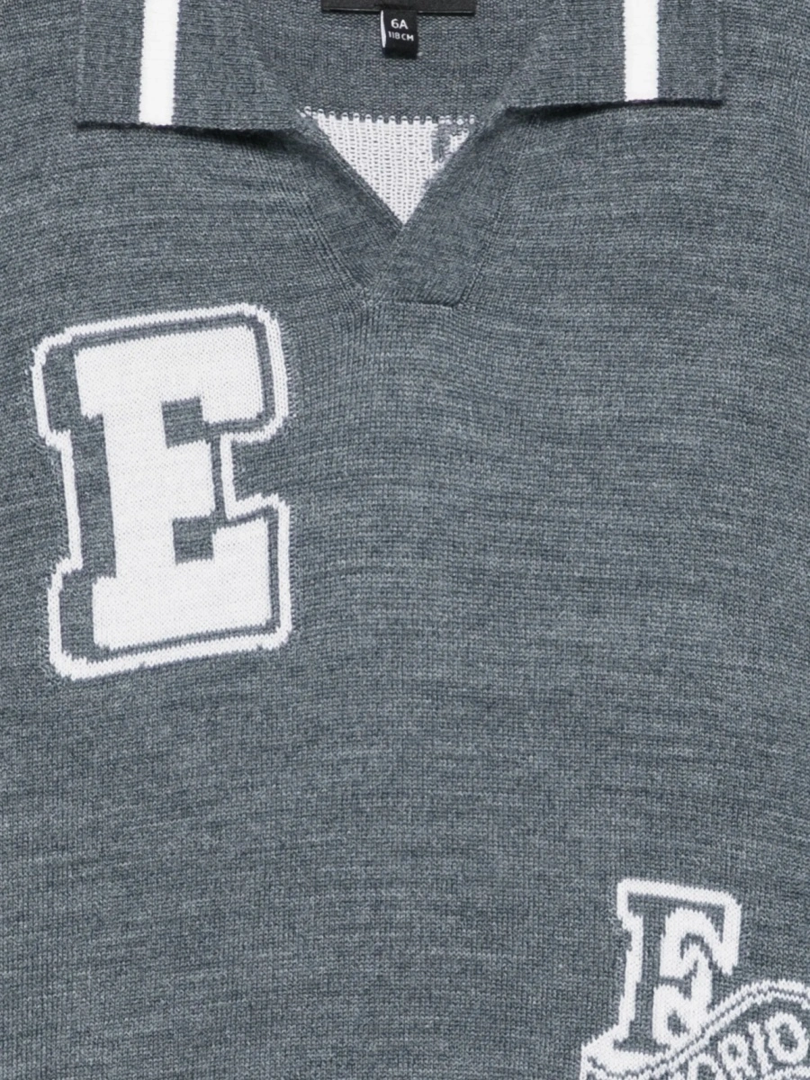 Tricou polo EMPORIO ARMANI KIDS gri din lana - Img 5