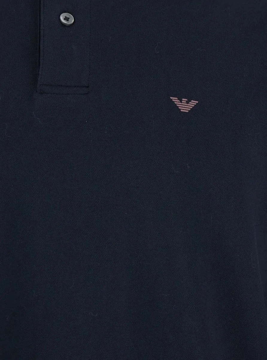 Tricou Polo Long Sleeve Polo with Logo Embroidery in Stretch Cotton Blue Men - Img 3