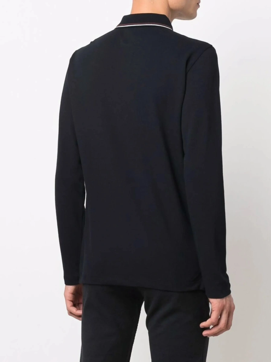 Tricou Polo Long Sleeve Polo with Logo Embroidery in Stretch Cotton Blue Men - Img 6