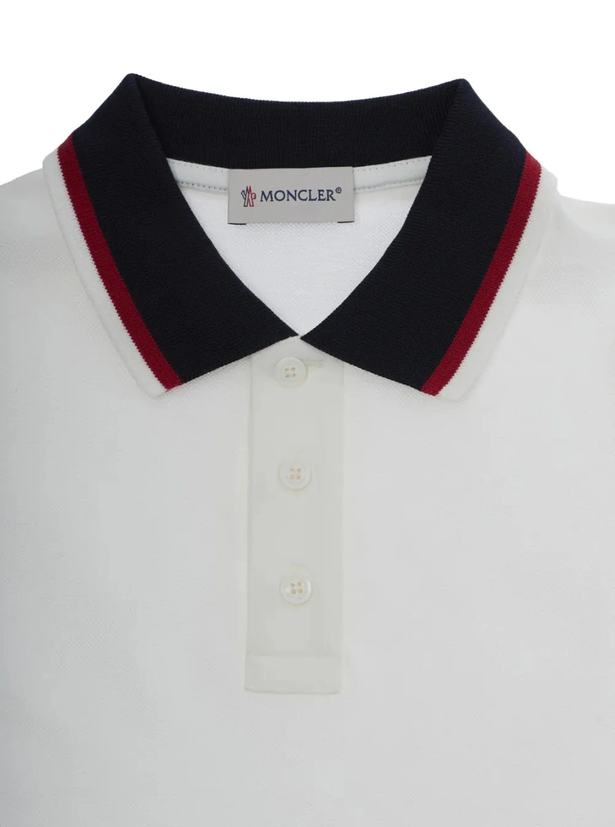 Tricou polo Moncler alb din bumbac - Img 3