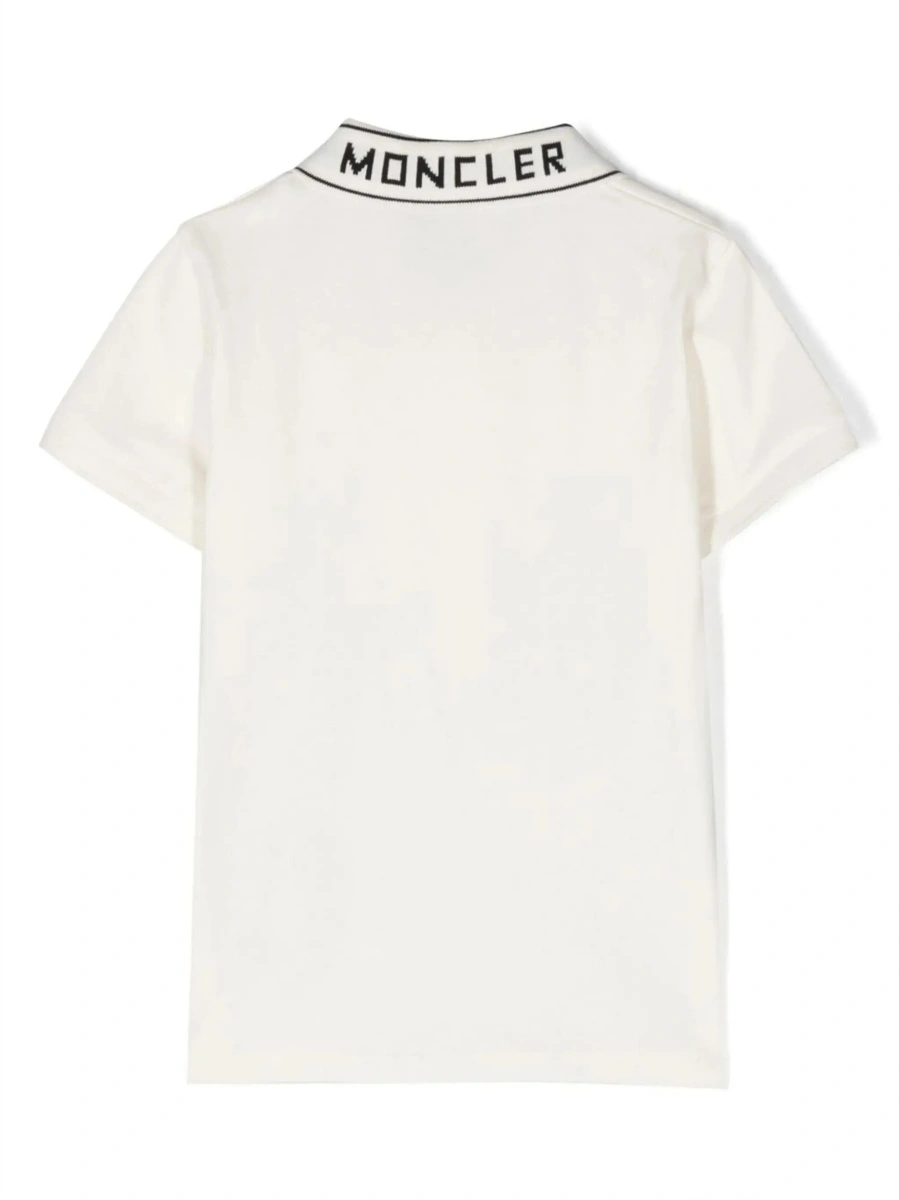 Tricou polo Moncler alb din bumbac - Img 4